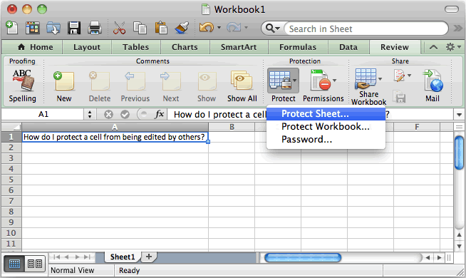 protect cells in word for mac 2011
